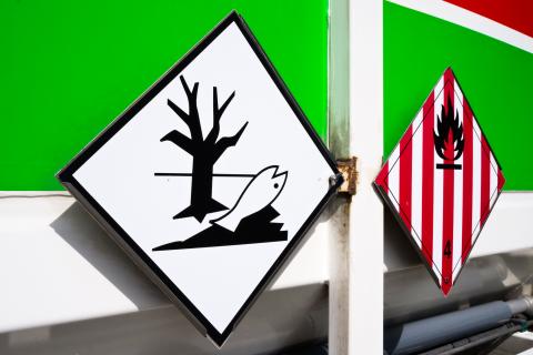 Labelling for transport of dangerous goods.