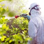 Person spraying generic biopesticide.